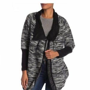 Papillon Women Front Zip Jacquard Knit Jacket | Size - X-small | Black/white